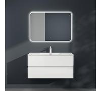 Mai & Mai Meuble sous Lavabo Blanc Mat Ensemble de Meubles de Salle de Bains 80x48x50cm Meuble Suspendu avec 2 Tiroirs Desgin AQU
