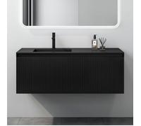 Mai & Mai Meuble sous Vasque Meuble sous Vasque 120 cm Noir Mat avec Tiroirs Soft-close Lavabo en Résine Compris Santa