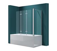 Mai & Mai Pare-Baignoire Transparent, 4 Volets, 70x130x140cm