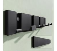 Mai & Mai Patère Murale 4 Crochets Rétractables sans Perçage 304x14x60 mm | Alliage d'Aluminium, Porte-Manteau Mural Noir, Aluminium Anodisé, pour Entrée, Chambre ou Salle de Bains, Wandgarderobe01