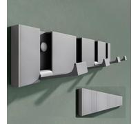 Mai & Mai Patère Murale 4 Crochets Rétractables sans Perçage 304x14x60 mm | Alliage d'Aluminium, Porte-Manteau Mural Gris, Aluminium Anodisé, pour Entrée, Chambre ou Salle de Bains, Wandgarderobe01