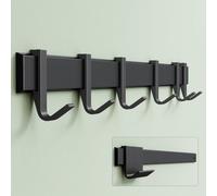 Mai & Mai Patère Murale 6 Crochets Adhésive ou Avec Perçage 600x33 mm Noir | Aluminium, Porte-Manteau Mural, pour Manteaux, Serviettes et Accessoires, pour Entrée, Chambre ou Salle de Bains, Stalo-12