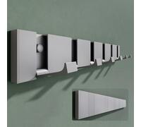 Mai & Mai Patère Murale 6 Crochets Rétractables sans Perçage 455x14x60 mm | Alliage d'Aluminium, Porte-Manteau Mural Gris, Aluminium Anodisé, pour Entrée, Chambre ou Salle de Bains, Wandgarderobe01