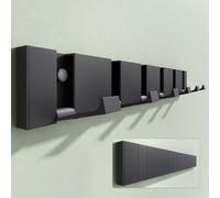 Mai & Mai Patère Murale 6 Crochets Rétractables sans Perçage 455x14x60 mm | Alliage d'Aluminium, Porte-Manteau Mural Noir, Aluminium Anodisé, pour Entrée, Chambre ou Salle de Bains, Wandgarderobe01