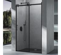 Mai & Mai Porte de Douche Coulissante Noire Paroi de Douche en Niche Transparent Pare Douche Verre ESG 8mm avec Revêtement NANO 120x195 cm Ter19K