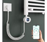 Mai & Mai Résistance Chauffante Blanc pour Radiateur Élément Chauffant 900W | Thermostat, Écran LCD, Anti-surchauffe, Compatible avec Radiateurs Sèche-Serviettes, pour Salle de Bain, Heizstab-03