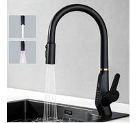 Mai & Mai Robinet de Cuisine Extensible avec Affichage LED de La Température Pivotant à 3 Modes Mitigeur de Jet d'eau MS8085 Noir