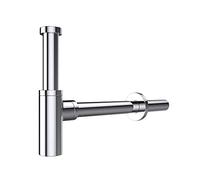 Mai & Mai Siphon Rond pour Lavabo ou Vasque de Salle de Bains Argent | Siphon de Lavabo Vasque, Fabriqué en Laiton Chromé, Anti-blocage et Anti-odeur, Bonne Étanchéité, Hauteur Réglable, Siphon-05
