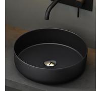 Mai & Mai Vasque Ronde à Poser 31x31x11cm Noir Mat sans Perçage Trop-Plein | Lave Mains, Céramique, Nano-Revêtement, Surface Lisse, Format Compact pour WC d'Invités, BR203