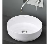 Mai & Mai Vasque Ronde à Poser 40x40x13cm Blanc sans Perçage ni Trop-Plein | Lave Mains, Céramique, Nano-Revêtement, Surface Lisse, Format Compact pour WC d'Invités, BR203