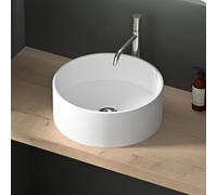 Mai & Mai Vasque Ronde à Poser 40x40x15cm Blanc Mat sans Trop-Plein | Lave Mains, Résine de Synthèse, Surface Lisse, et Facile à Nettoyer, Colossum804