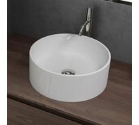 Mai & Mai Vasque Ronde à Poser 40x40x15cm Blanc sans Trop-Plein | Lave Mains, Résine de Synthèse, Surface Lisse, et Facile à Nettoyer, Colossum804