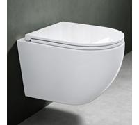 Mai & Mai WC Suspendu sans Bride, Toilette Mural Blanc, 36x50,5x36cm | Fabriqué en Céramique, Complet Abattant avec Frein de Chute, A179-neu