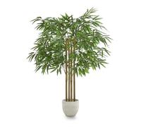 Maia Shop Bambou Artificiel 105 cm - Fausse Plante Décorative d'Intérieur | Grande Plante Artificielle avec Cannes Naturelles et Feuilles PE - Décoration Salon Entrée Bureau Accueil - Pot Noir Inclus