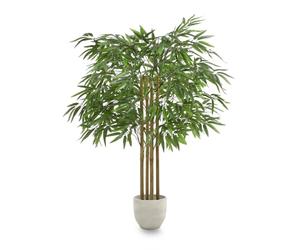 Maia Shop Bambou Artificiel 105 cm - Fausse Plante Décorative d'Intérieur | Grande Plante Artificielle avec Cannes Naturelles et Feuilles PE - Décoration Salon Entrée Bureau Accueil - Pot Noir Inclus