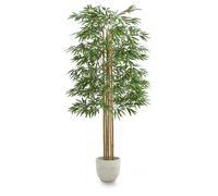 Maia Shop Bambou Artificiel 180 cm - Fausse Plante Décorative d'Intérieur | Grande Plante Artificielle avec Cannes Naturelles et Feuilles PE - Décoration Salon Entrée Bureau Accueil - Pot Noir Inclus