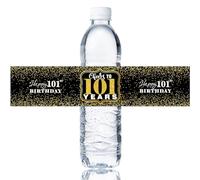 Maicaiffe Autocollants pour bouteille d'eau « Happy 101st Birthday », étiquettes pour bouteille d'eau de 101 ans, décorations de fête d'anniversaire « Cheers to 101 Years », fournitures d'autocollants
