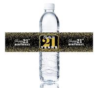 Maicaiffe Autocollants pour bouteille d'eau « Happy 21st Birthday », étiquettes pour bouteille d'eau de 21 ans, décorations de fête d'anniversaire « Cheers to 21 Years », fournitures d'autocollants de