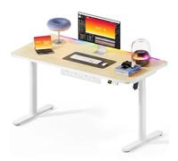 MAIDeSITe Bureau RGB électrique réglable en Hauteur,140 x 70 cm | Bureau assis-debout avec bande lumineuse RGB,4 mémoires, USB-C et gestion des câbles 2-en-1,gamer et Home-Office
