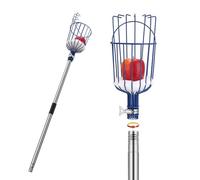 MaidMAX Cueille Fruit Telescopique, 4M Cueille Pomme, Cueille Cerise | Cueilleur Fruits Amovible, Acier Inoxydable Perche Telescopique et Panier, Outil Cueillette Jardin, Pour Poires Pêches Pomme