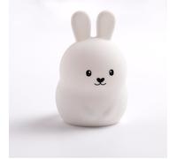 MAÏKA Veilleuse en silicone lapin blanc, recharge USB C, 4 modes, couleurs arc-en-ciel