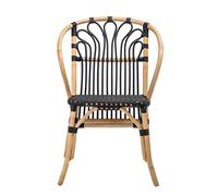 MAILA - Fauteuil en rotin et simili cuir noir Noir