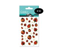 Maildor 560358Cpack - GOMMETTES 3D Cooky - LOT DE 10 planches 12x8 cm - 340 stickers - COCCINELLES