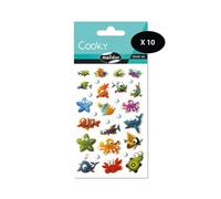 Maildor 560384Cpack - GOMMETTES 3D Cooky - LOT DE 10 planches 12x8 cm - 290 stickers - ANIMAUX DE LA MER