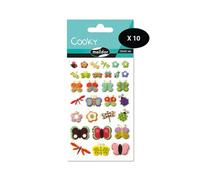Maildor 560388Cpack - GOMMETTES 3D Cooky - LOT DE 10 planches 12x8 cm - 300 stickers - INSECTES VOLANTS
