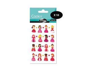 Maildor CY002Opack - GOMMETTES 3D Cooky - LOT DE 10 planches 12x8 cm - 280 stickers - PRINCESSES
