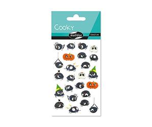 Maildor CY083O - Un sachet de gommettes 3D Cooky 1 planche 7,5x12cm, Araignées (24 stickers)