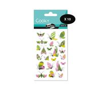 Maildor CY088Cpack - GOMMETTES 3D Cooky - LOT DE 10 planches 12x8 cm - 220 stickers - PAPILLONS