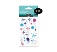 Maildor CY099Cpack - GOMMETTES 3D Cooky - LOT DE 10 planches 12x8 cm - 310 stickers - MEDUSES