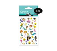 Maildor CY104Cpack - GOMMETTES 3D Cooky - LOT DE 10 planches 12x8 cm - 360 stickers - SIRENES