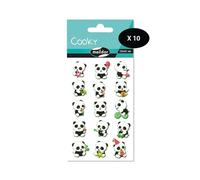 MaildorCY016Opack - GOMMETTES 3D Cooky - LOT DE 10 planches 12x8 cm - 150 stickers - PANDA