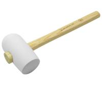 Maillet de Carreleur Blanc Ø 6,5 cm - Tête Caoutchouc Double Face - Sans Trace sur les Carreaux - Manche Frêne PEFC - MONDELIN