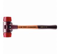 Halder Maillet SIMPLEX 3006.040 – Embout plastique anti-rebond rouge, boîtier en fonte malléable, manche bois D 40 mm