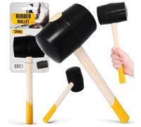 Maillet Marteau Caoutchouc 90 mm 1200 g Solide Paveur Protecteur Rond Noir Manche Bois Antidérapant Camping Tente Pavés Carrelage Pose de Briques Entretien