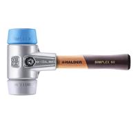 Maillet SIMPLEX, TPE-soft/TPE-mid ; avec boîtier en aluminium et manche en bois extra court de haute qualité | D=60 mm/Modèle de manche=extra court | 3113.062