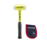 Maillet SUPERCRAFT manche acier incassable jaune fluorescent Ø50mm + porte marteau HALDER