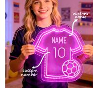 Maillot de football personnalisé Néon Logo, Logo de maillot de football fait à la main, Décoration murale de football, Cadeau pour fan de football, Panneau pour chambre d'enfant, Nouveau logo lumineux