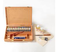 MAIMERI Artisti - Coffret Studio en bois - Couleurs à l'huile traditionnelles - 22 pièces