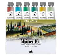 MAIMERI Blu - Set Toscane - 6 tubes 12ml assortis de couleurs à l'aquarelle