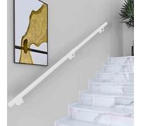 Main courante blanche pour escaliers, 60cm 80cm 1m 1.5m 2m 2.5m 3m fixation murale rampe d'escalier tige de support, main courante antidérapante en tube rond pour l'intérieur et l'extérieur(240cm)