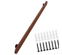 Main courante d ' escalier en bois avec supports enveloppants | Supports métalliques préinstallés, profil de poignée arrondi, aspect bois chaud pour murs d ' escalier et de couloir,