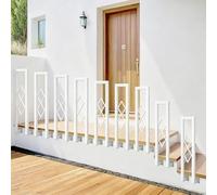 Main courante de rampe d'escalier de porche à montage latéral pour marches extérieures en béton | Garde-corps en fer forgé en forme de U, piquet pour 1 marche, blanc et noir(Blanc,65cm)