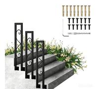 Main courante d'escalier à montage latéral pour marches extérieures en béton, rampe en fer forgé escaliers porche terrasse, piquet pour garde-corps d'appui à 1 marche, noir(B,45cm)