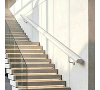 Main courante d'escalier en métal blanc, longueurs 1m,2m,3,5m,4m,6m. Rampe murale d'appui pour marches, couloirs, lofts et maternelle, usage intérieur et extérieur(300cm)