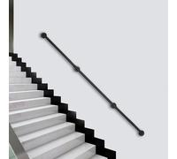 Main courante d'escalier - montage mural tube industriel - longueur 366 cm - fonte - intérieur/extérieur - antidérapant - coins arrondis - noir