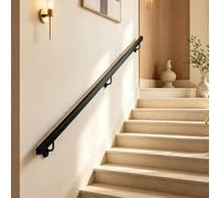 Main courante d'escalier noire en métal，rampe d'escalier en fer forgé | Garde-corps à main en tuyau carré de 3pieds 5pieds 7pieds 10pieds 12pieds barre d'appui murale pour couloir(600cm)